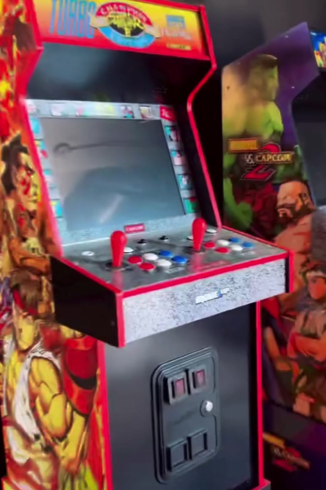 Arcade cabinets along the wall